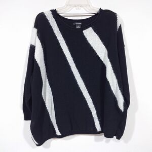 DKNY Jeans Black White Stripe Sweater 2X Boxy Fit